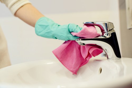 Post-construction cleaning in a renovated interior