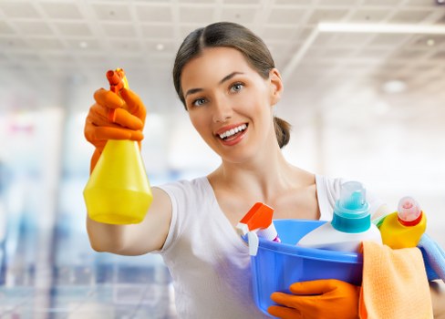 Detailed move in cleaning of kitchen cabinets and counters