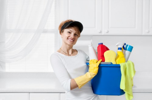 Cleaning tools used for after builders cleaning in a kitchen