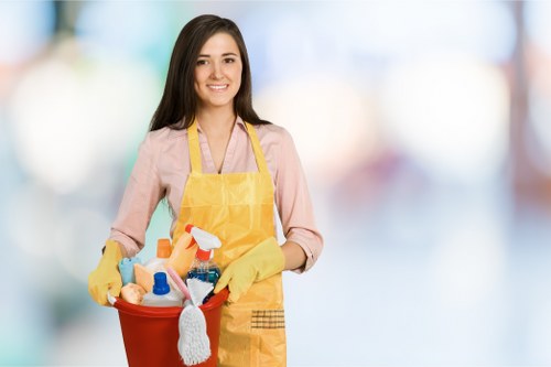 Eco-friendly office cleaning in a modern workplace