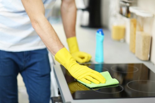 Sanitized office restroom and hygiene maintenance