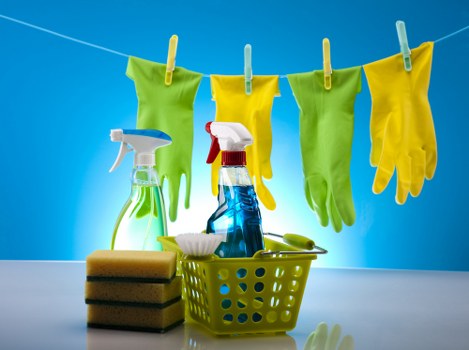 Blotting a spill during sofa cleaning to prevent stains
